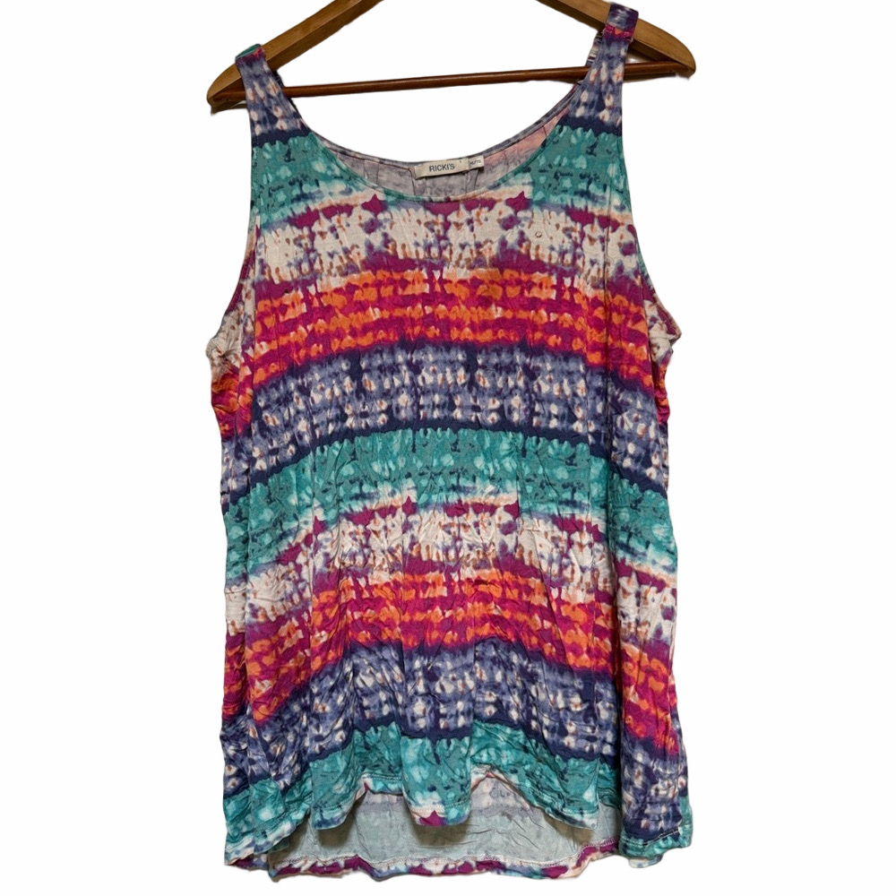 Ricki's Vibrant Multicolor Striped Tie-Dye Tank Top Woman Lady Size XL